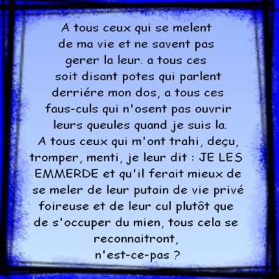 Donc voila je me r&eacute;p&egrave;te mais j'aime pas ces gens la !