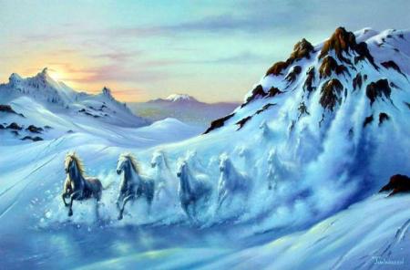 chevaux neige